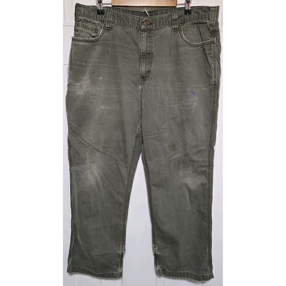 Carhartt Pants Mens Size 40x30 Green Bean Distressed Relaxed Fit‎ Workwear